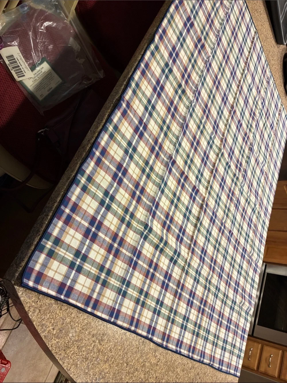 Longaberger Woven Traditions Plaid Fabric Square SMELLS MUSTY